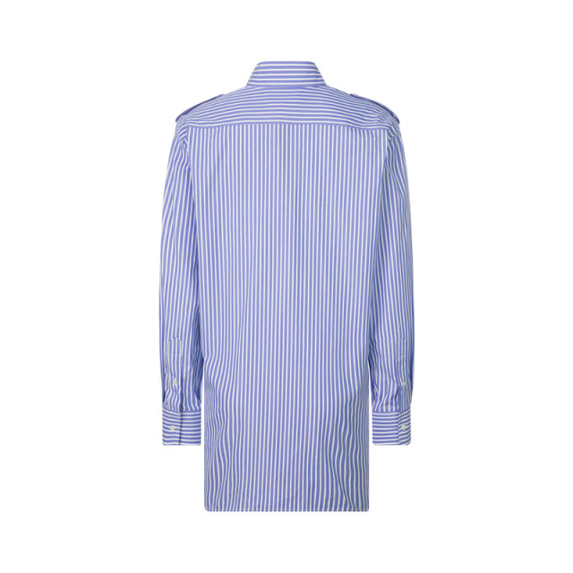 MSGM Spring New Blue White Cotton Striped Letter Embroidery Women's Mid-Length Shirt Yintai Department Store