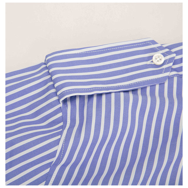 MSGM Spring New Blue White Cotton Striped Letter Embroidery Women's Mid-Length Shirt Yintai Department Store