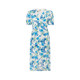 SUNCOO Summer Women's Fresh Printed V-neck Short Sleeve Waist-Close Long Dress Yintai