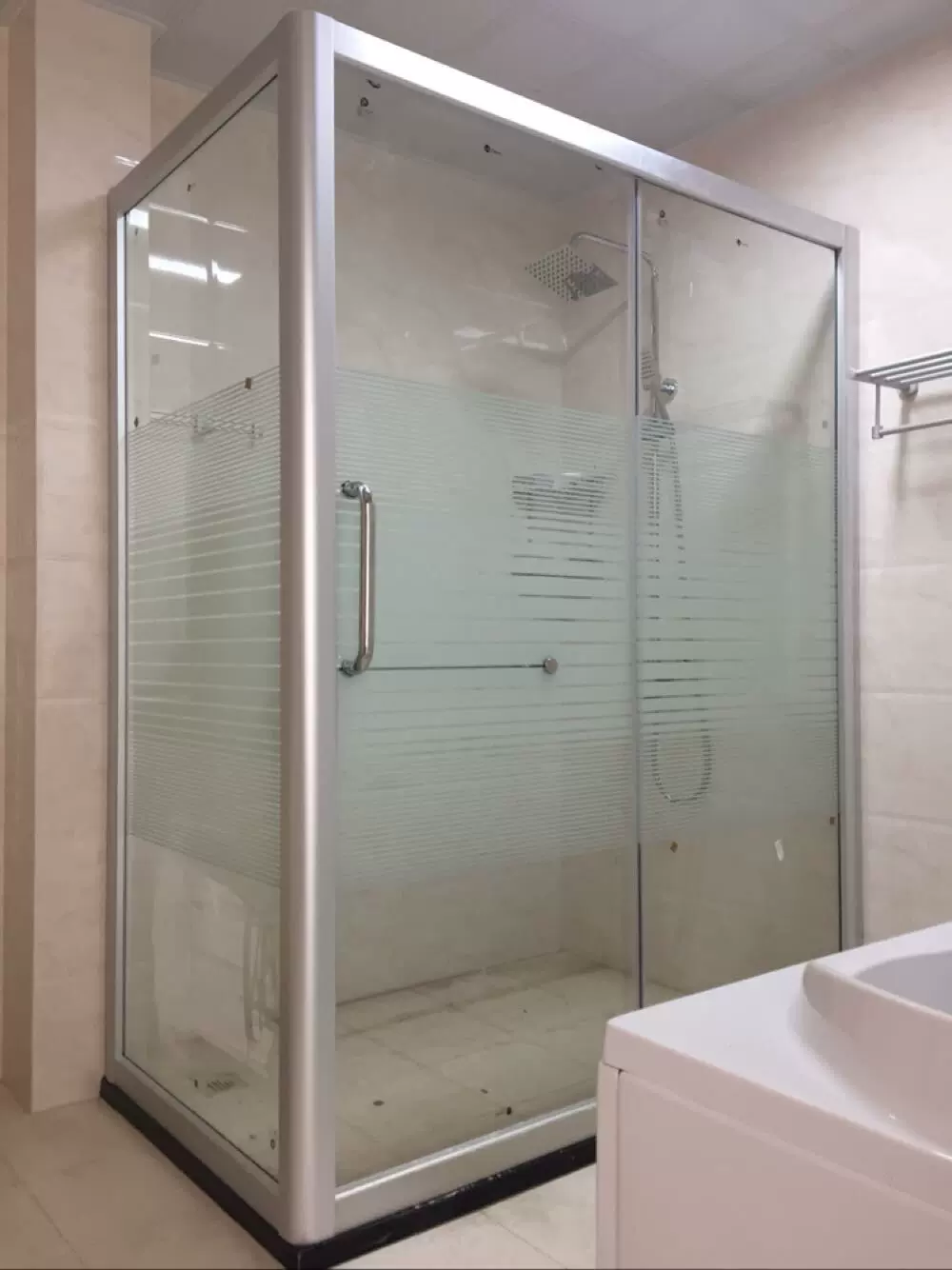 简易淋浴房移门卫生间隔断冲凉房钢化玻璃浴室屏风方形l浴