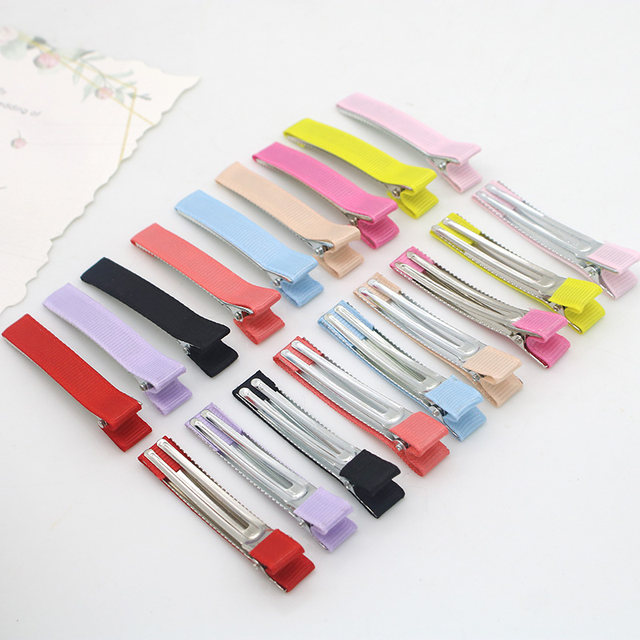 6CM colored bag cloth thickened double fork collet headdress hair accessories handmade hair clip hair clip DIY material side clip 30 pieces