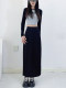 Gray suit skirt long skirt female spring, summer and autumn, high waist, thin waist, sloping black straight skirt size size
