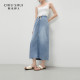 Qiushui Yiren denim skirt 2025 summer new women's fashion high waist elastic slit versatile skirt