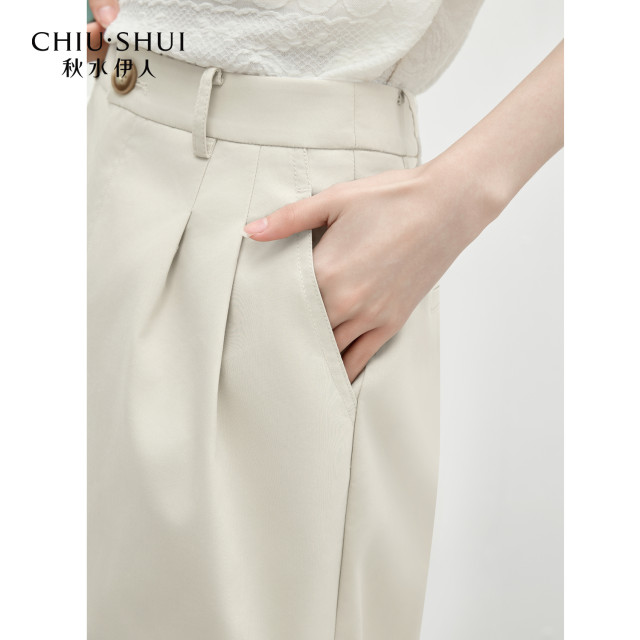Qiushui Yiren H-shaped wide-leg real pocket casual pants 2025 early autumn new women's casual simple versatile trousers
