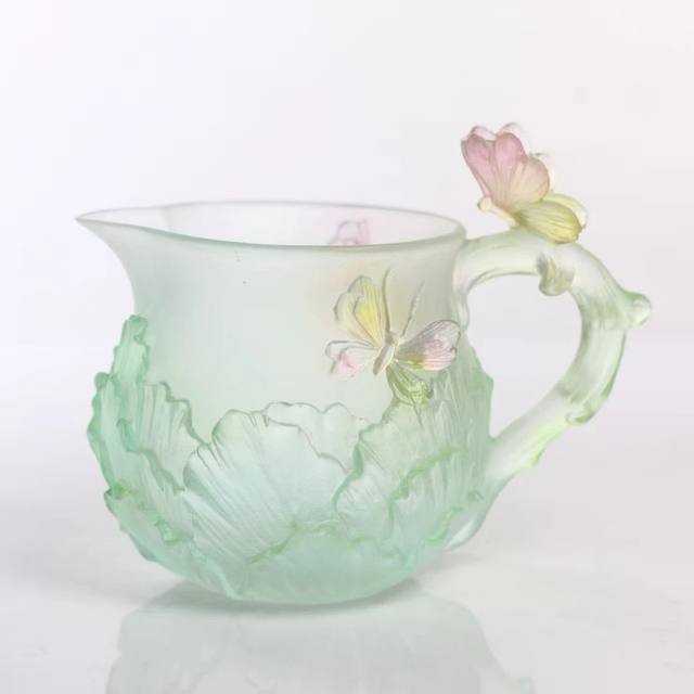 
Fairy Glazed Fairy Cup Butterfly Love Flower Ancient Method Glazed Ice Transparent Gradient Butterfly Fairy Cup Tea Room Desktop Ornament