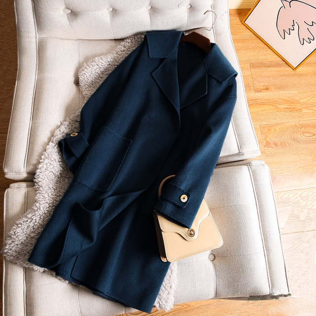 Large size double-sided woolen coat 200Jin [Jin equals 0.5kg] Fat Sister mm Autumn and Winter Western Style Age-Reducing Heavy Industry Cashmere Coat Women's Medium Long Style