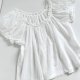 French fresh embroidery lace lace bubble sleeve round collar shirt retro flower crushing pleated shirt doll shirt
