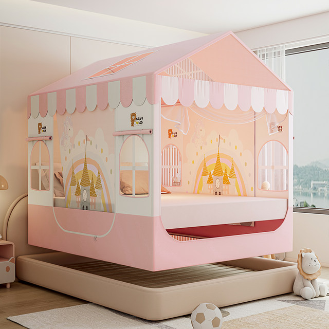 2025 new mosquito net home bedroom high-end anti-fall children's tattooed tent girl baby prevents bed loss integrated
