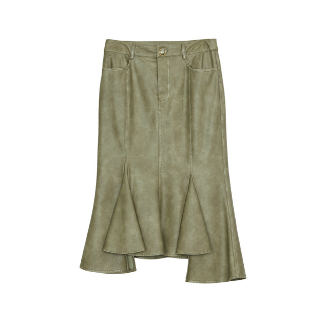 Answer to the fishtail skirt in autumn new product retro commuter style irregular wavy hem skirt 243MB1091