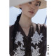 KOKIA spot hazy and skinny cross yarn hand sewing lace flower flared sleeve streamer V-neck shirt