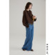KOKIA spot lightweight and transparent floral yarn classic lamb leg sleeve lotus leaf V-neck loose oversized pullover shirt