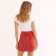 Clearance spot Blank Denim A-line high-waist slit zipper to make you look slim suede mini mini skirt red and green