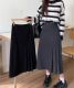 Fat mm woolen pleated skirt long autumn and winter thick large size irregular A-line skirt for women slim and versatile long skirt