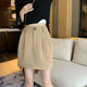 Flower bud skirt women's 2025 summer large-size black skirt suit skirt covering belly and making it look slim pocket skirt A-shaped short skirt