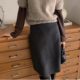 Black temperament commuting versatile one-step skirt woolen skirt mid-length skirt mid-skirt hip small A autumn and winter women