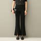 2024 Autumn and Winter Women's Roman Cotton Micro-Flame Trousers with Slit Black Slim Cropped Pants High Waist Pack Big Size Elastic