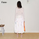 Fano French elegant romantic niche custom printed lace-up white flower bud skirt for women 2025 summer