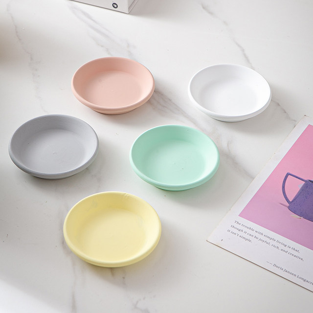 Ceramic flower pot base round water connection tray thickened deep moving base colorful decorative green plant pot pad table flower holder