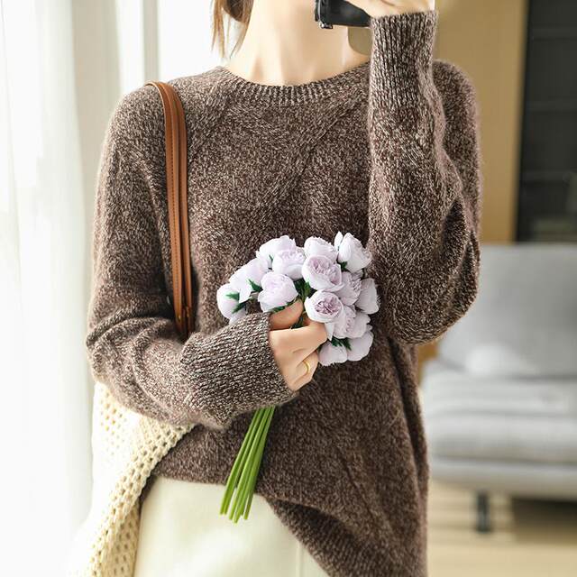 Cashmere Crimp Cardigan women's round neck floral gauze diamond crimp thickened ...