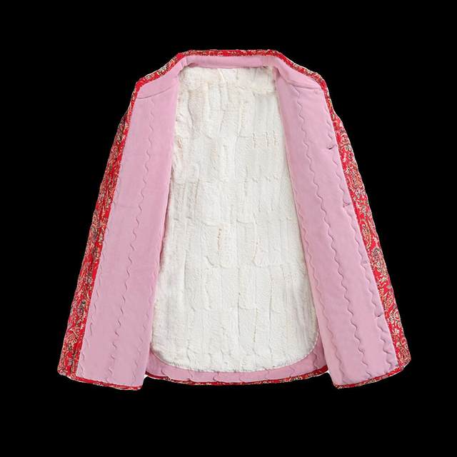 Mother's winter coat, alpaca velvet small cotton-padded jacket, women's close-fitting inner wear, middle-aged and elderly large size thickened cotton coat, grandma's warm jacket