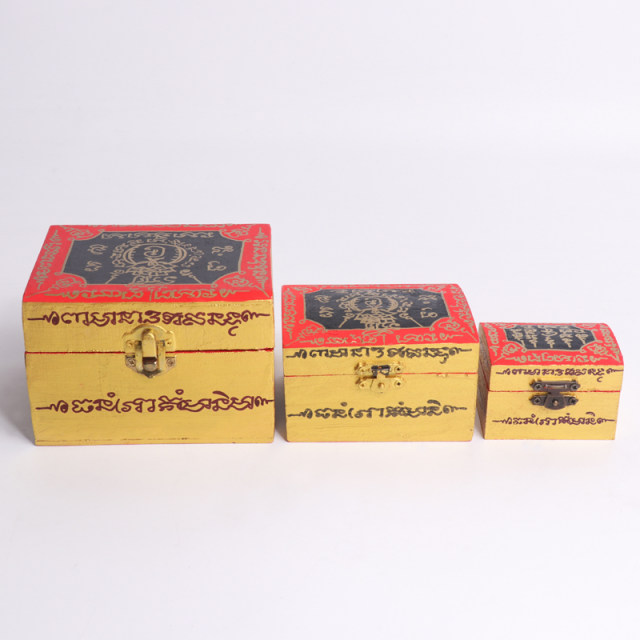 Thai Buddha Amulet LP Song 2566 Buddha Amulet Storage Box Wooden Box Large, Medium and Small Ornaments