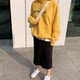 Spring and summer Roman cotton straight pencil slim high waist elastic mid-length skirt long skirt small black skirt large size
