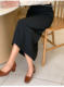 Spring and summer Roman cotton black straight hip one-step skirt rear slit commuting mid-length skirt long skirt versatile women