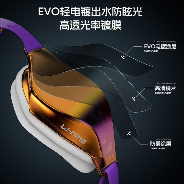 Li Ning swimming goggles racing professional waterproof and anti-fog high-definition boys' competition training special equipment swimming goggles for women