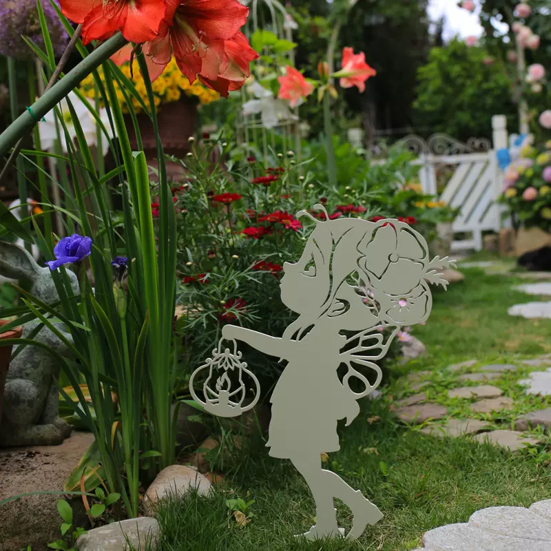 提灯小仙子花插铁艺民宿咖啡店庭院摆件户外园艺杂货花园装饰品 提灯小仙子花插铁艺民宿咖啡店庭院摆件户外园艺杂货花园装饰品