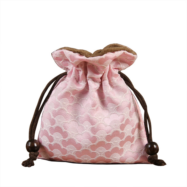 High-end satin hand-embroidered brocade jewelry small cloth bag tied drawstring velvet cloth portable small lucky bag
