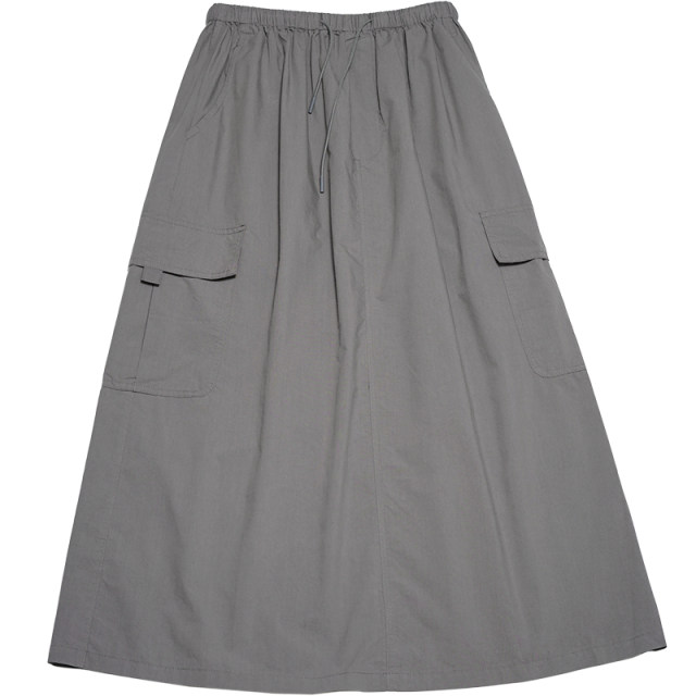 Stillyou retro all -out outdoor worker dress double pocket loose waist skirt women's thin A -shaped long skirt
