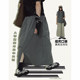 Stillyou retro all -out outdoor worker dress double pocket loose waist skirt women's thin A -shaped long skirt