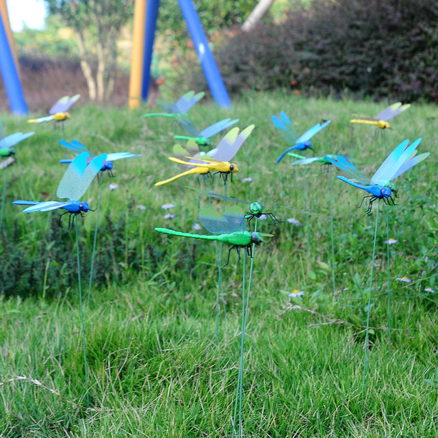 Simulated dragonfly lawn pot with pole planting creative wedding home outdoor gardening dance photography props