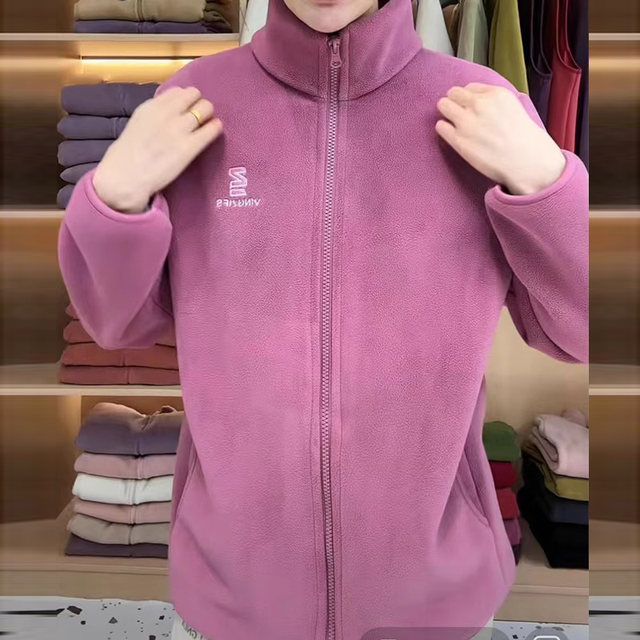 Middle-aged and elderly people with velvet thickened 2024 autumn and winter fleece jacket casual sports fleece sweatshirt mother outfit warm women
