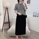 Short-sleeved single pocket knitted small fragrance style T-shirt for women 225L81651 spring and summer new design round neck loose top
