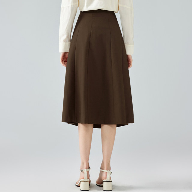 Aosidu autumn high-waisted skirt for women a-line large hem skirt small versatile loose slim mid-length skirt
