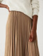 British single spring and summer new suede pleated side invisible zipper vertical elegant casual skirt mid-length women
