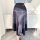 Women's summer 2025 new printed pleated large hem skirt irregular skirt comfortable casual loose large size
