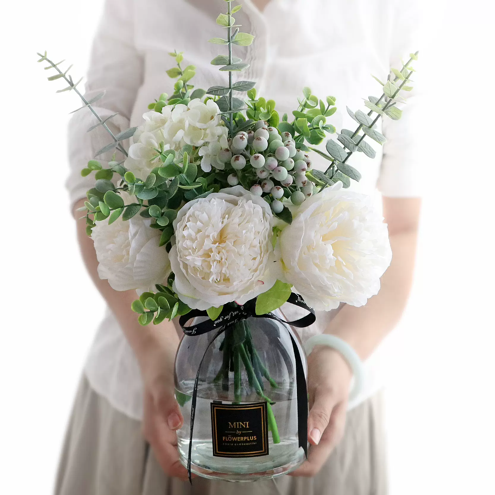 仿真牡丹花玫瑰花束婚庆家居客厅落地花瓶装饰假花绢花插花摆件-Taobao