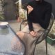 2024 autumn and winter new knitted skirt for women retro style sexy slit hip skirt high waist slim pencil skirt