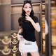 European sexy gauze mesh spliced ​​short-sleeved T-shirt for women 2025 summer half turtleneck slim temperament perspective shirt top