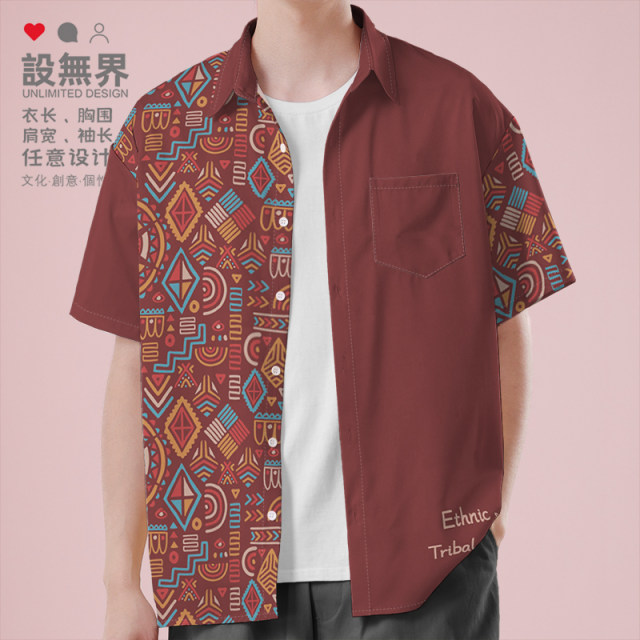 Ethnic style tribe Indian minority totem large size short-sleeved shirt men's and women's clothing 0017 design without boundaries