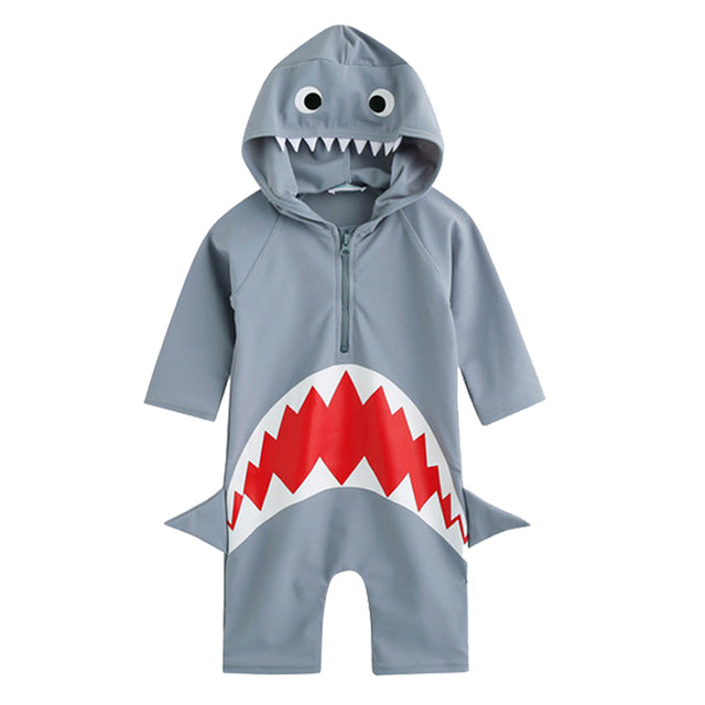 Children's baby boy one-piece quick-drying swimsuit long sleeve sun protection cute black penguin girl surfing casual swimming