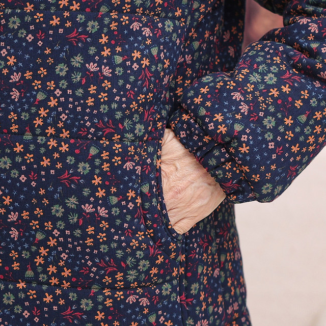 Grandma's winter dress plus velvet thick cotton jacket, elderly jacket, female mother, old lady, cotton coat, mother -in -law, warm cotton jacket
