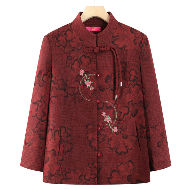 Seniors spring clothes female grandma jacket long sleeve old lady clothes new Chinese style elderly women's spring and autumn top