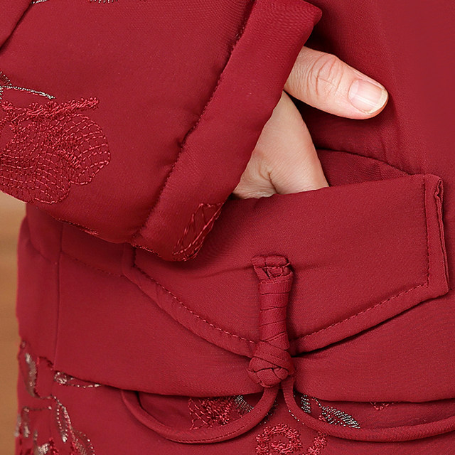 Mom winter clothes cotton jacket outer set female middle -aged and elderly cotton clothing grandmother, festive cotton jacket, thickened old lady clothes
