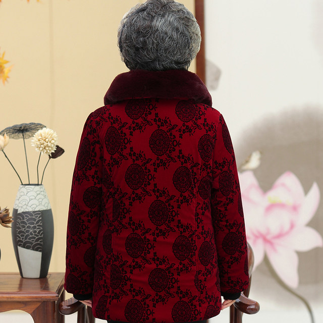 Older women's winter clothes, cotton jacket, grandma's cotton jacket, 70-year-old 80-year-old old lady cotton jacket, mother plus velvet thick clothes