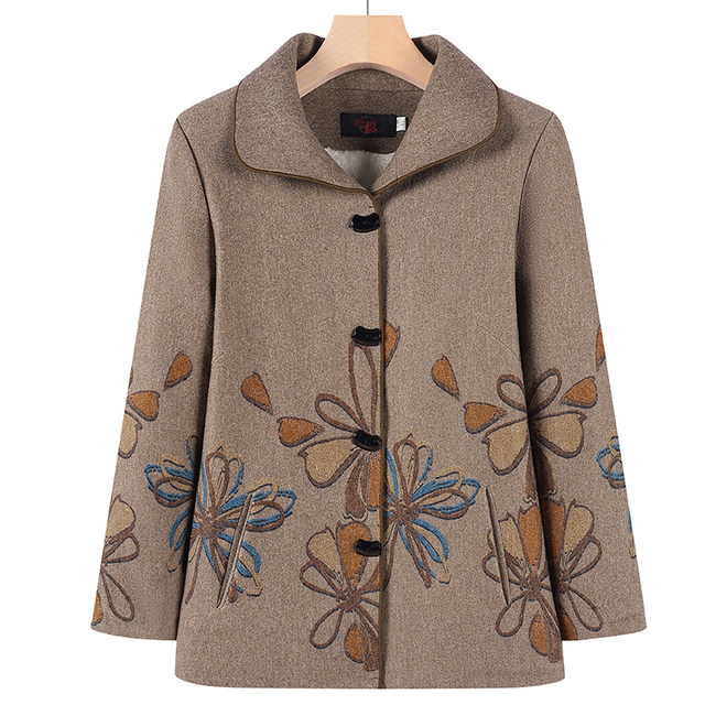 Grandma's Spring and Autumn Coat Old Lady's Winter Clothes Plush Clothes Middle-aged and Elderly Mothers 607080 Years Old Warm Woolen Clothes