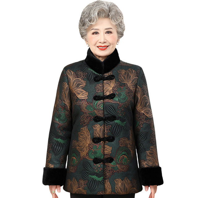 Middle -aged and elderly people in winter clothes and cotton clothes, mothers, cotton jackets, thickened grandmother, old lady Tang dress cotton jacket
