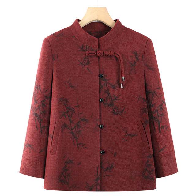 Seniors casual coat female grandma clothes old lady spring and autumn woolen 70-year-old mother spring top new style